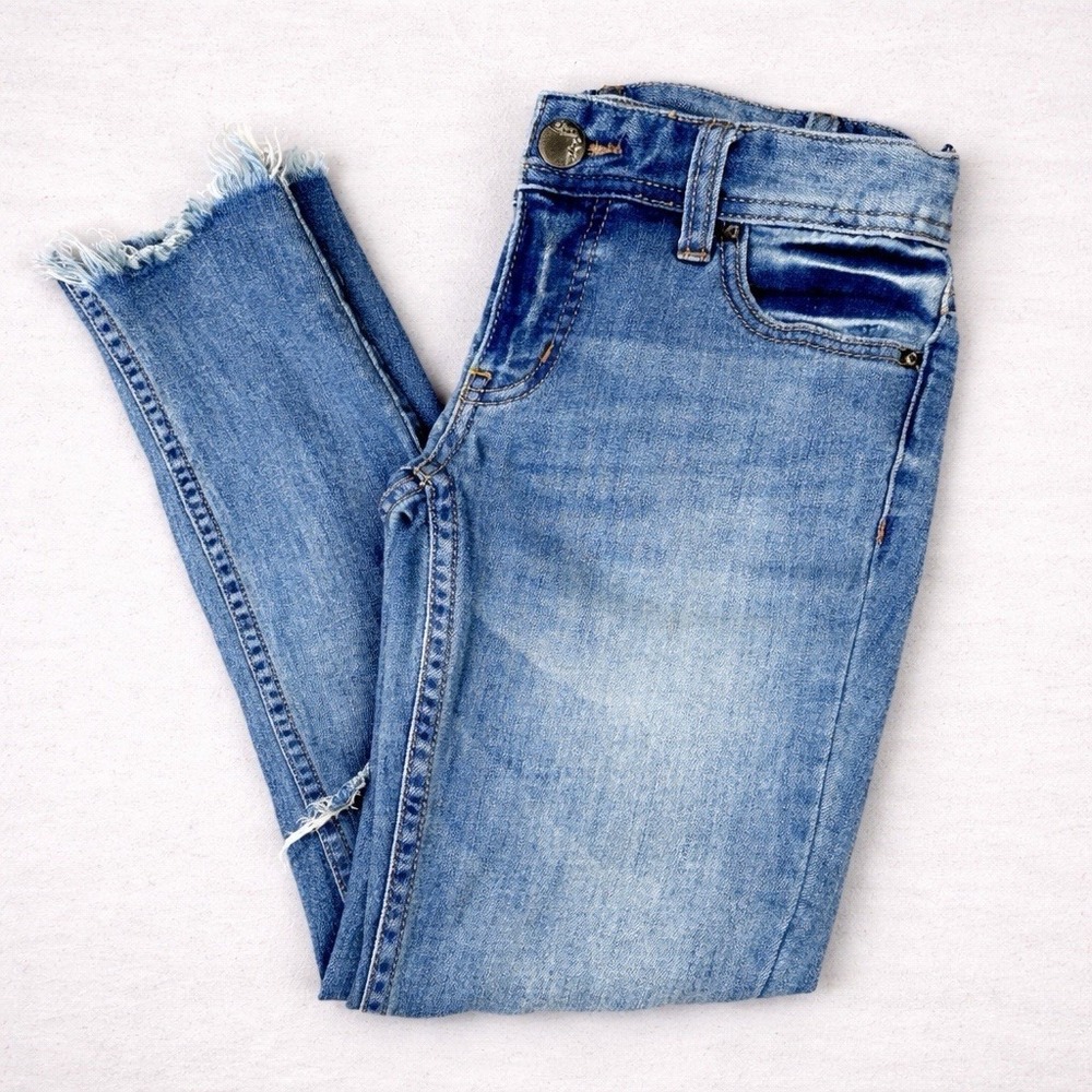 Free People‎ Skinny Jeans Womens W24 Light Wash Distressed Raw Hem Y2K Boho